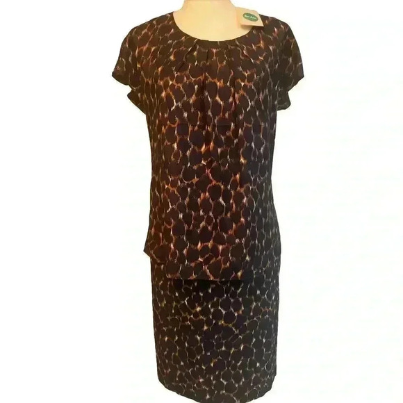 Boden 2-Piece Set Dress Outfit Silk Top Blouse Pencil Skirt Navy Work Office 6R - Picture 4 of 16